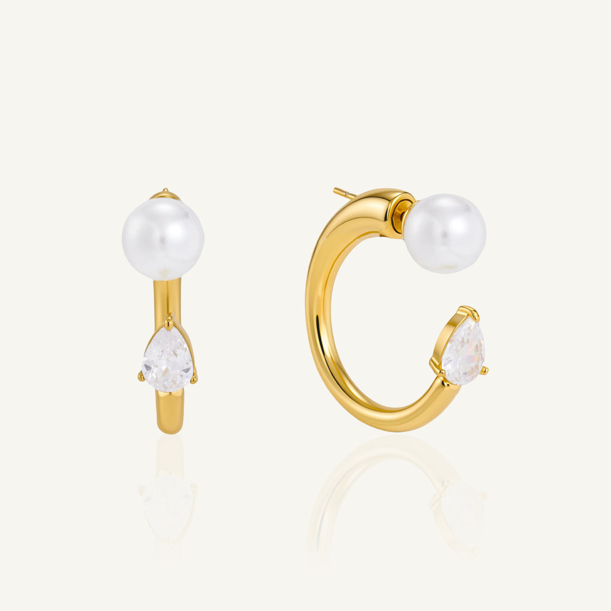 TRIAD GOLD PEARL/ CUBIC ZIRCONIA HOOPS