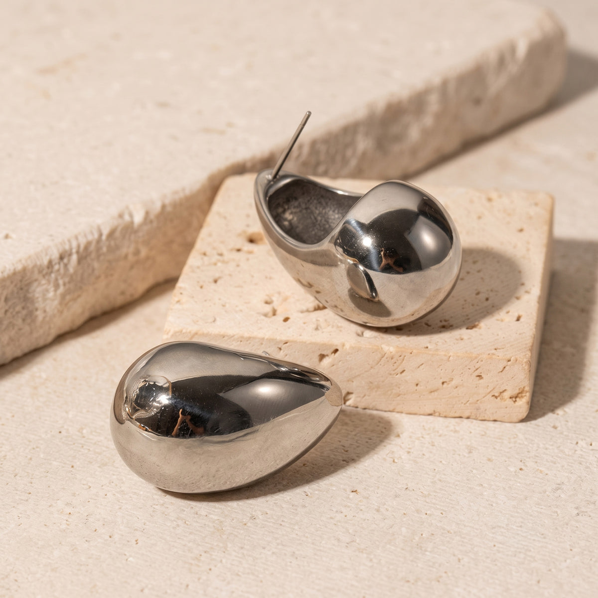 PLUVIA SILVER STUD EARRINGS