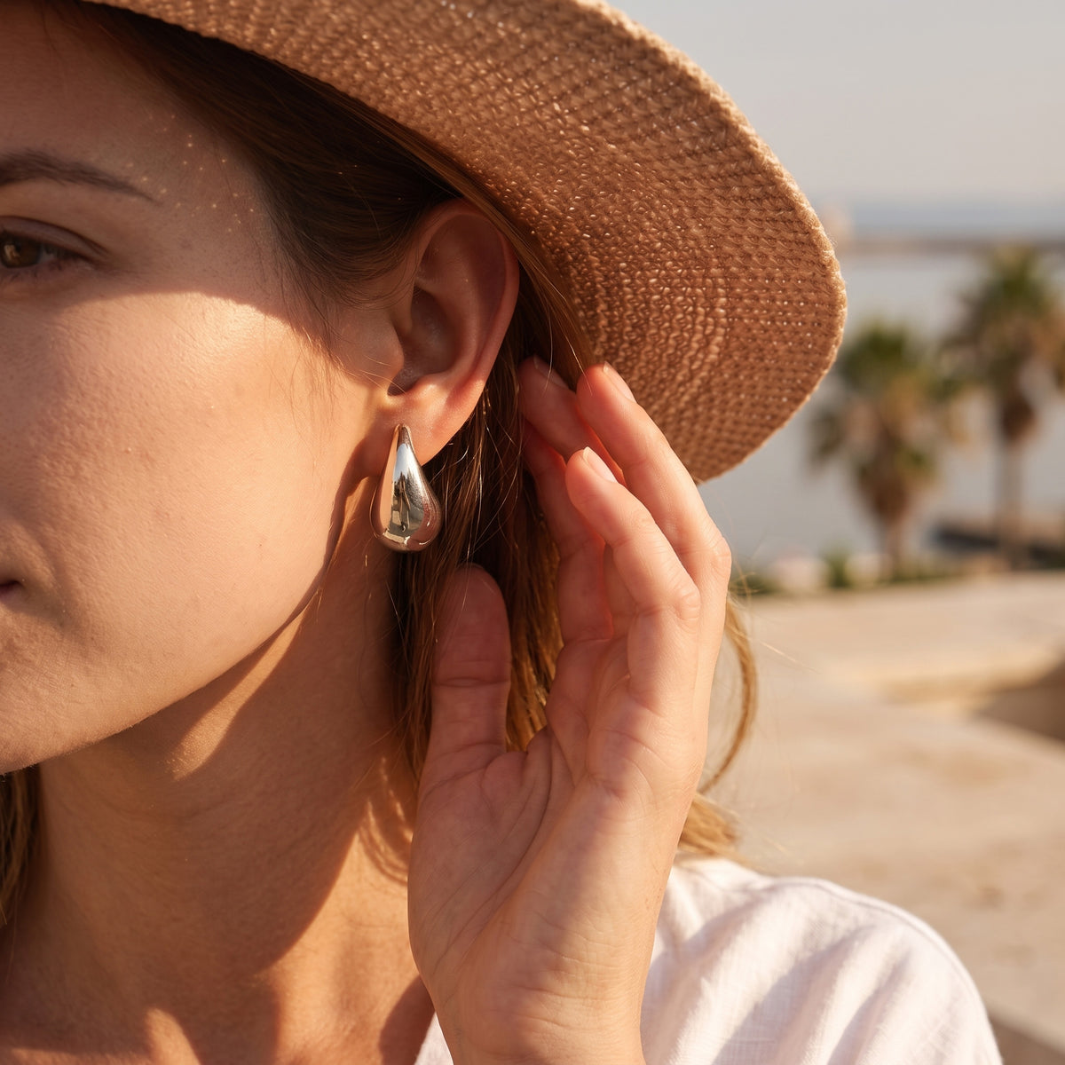PLUVIA SILVER STUD EARRINGS